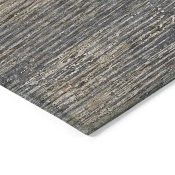 3' X 5' Pewter Striped Washable Indoor Outdoor Area Rug