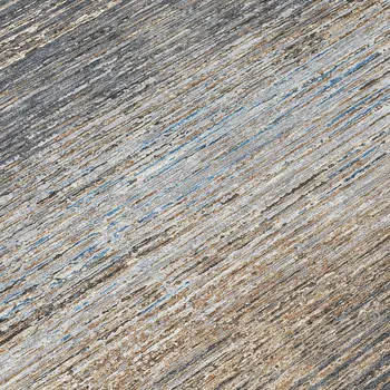 8' Pewter Round Striped Washable Indoor Outdoor Area Rug