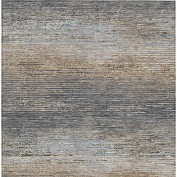 8' X 10' Pewter Striped Washable Indoor Outdoor Area Rug