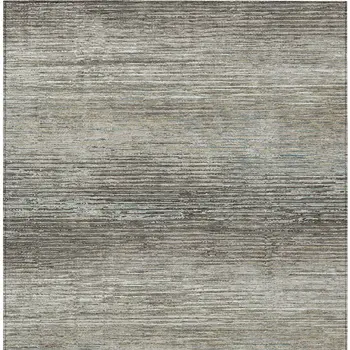 8' X 10' Taupe Striped Washable Indoor Outdoor Area Rug