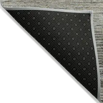 10' X 14' Taupe Striped Washable Indoor Outdoor Area Rug
