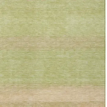 3' X 5' Artichoke Green Striped Washable Indoor Outdoor Area Rug