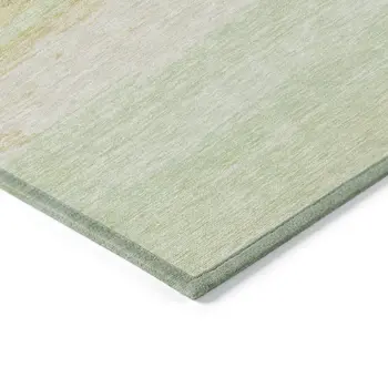 5' X 8' Artichoke Green Striped Washable Indoor Outdoor Area Rug