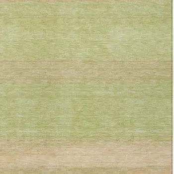 5' X 8' Artichoke Green Striped Washable Indoor Outdoor Area Rug