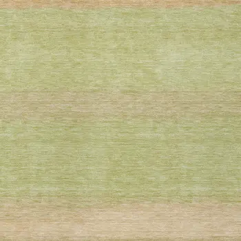 10' X 14' Artichoke Green Striped Washable Indoor Outdoor Area Rug