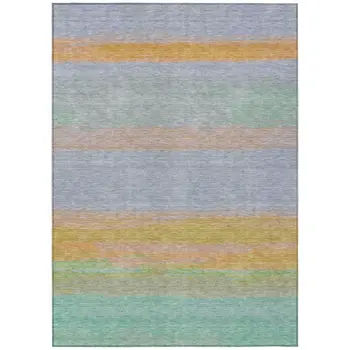 3' X 5' Lavender Striped Washable Indoor Outdoor Area Rug