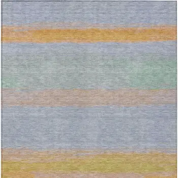 5' X 8' Lavender Striped Washable Indoor Outdoor Area Rug