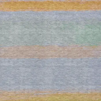 5' X 8' Lavender Striped Washable Indoor Outdoor Area Rug