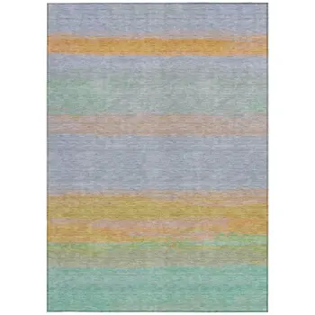 8' X 10' Lavender Striped Washable Indoor Outdoor Area Rug