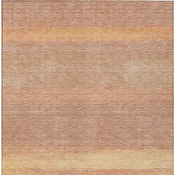 3' X 5' Salmon Striped Washable Indoor Outdoor Area Rug