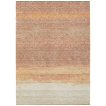 8' X 10' Salmon Striped Washable Indoor Outdoor Area Rug