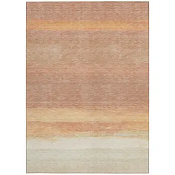 9' X 12' Salmon Striped Washable Indoor Outdoor Area Rug