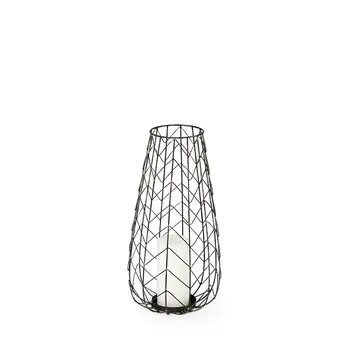 16" Gold Distressed Lattice Metal Tabletop Lantern Candle Holder