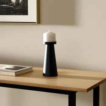 8" Black Metal Tabletop Pillar Candle Holder