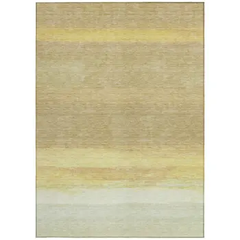 3' X 5' Tan Striped Washable Indoor Outdoor Area Rug