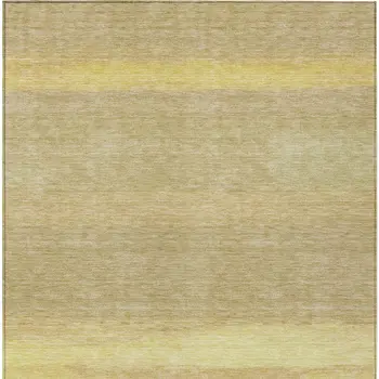 5' X 8' Tan Striped Washable Indoor Outdoor Area Rug