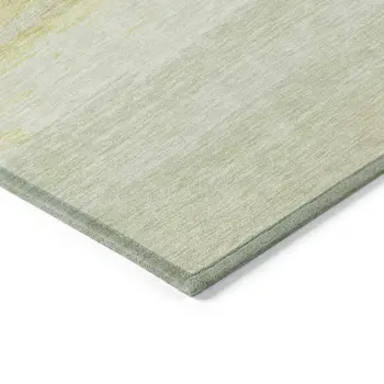 5' X 8' Tan Striped Washable Indoor Outdoor Area Rug