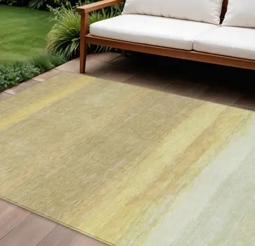 8' X 10' Tan Striped Washable Indoor Outdoor Area Rug