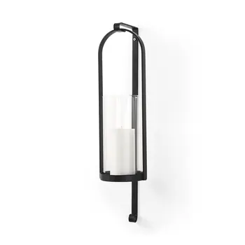 24" Black Metal Abstract Wall Sconce Candle Holder