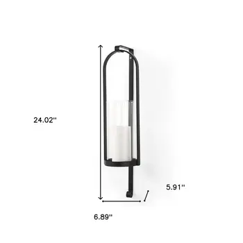 24" Black Metal Abstract Wall Sconce Candle Holder