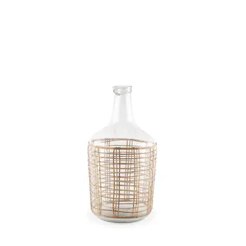 15" Clear Round Glass Floor Vase