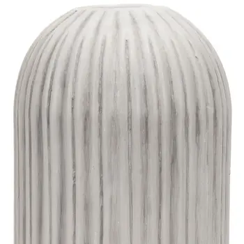 16" Gray And White Striped Cylinder Ceramic Floor Vase