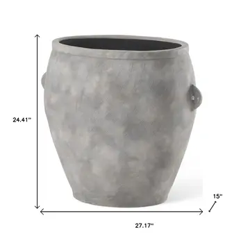 24" Gray Amphora Ceramic Floor Vase