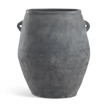 32" Gray Amphora Ceramic Floor Vase