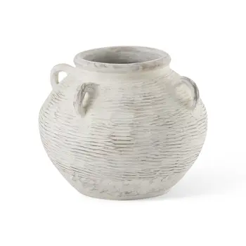 16" Cream Amphora Ceramic Floor Vase