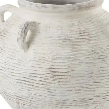 16" Cream Amphora Ceramic Floor Vase