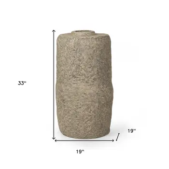33" Gray Cylinder Ceramic Floor Vase
