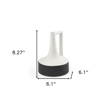 8" Black And White Ombre Ceramic Jug Vase