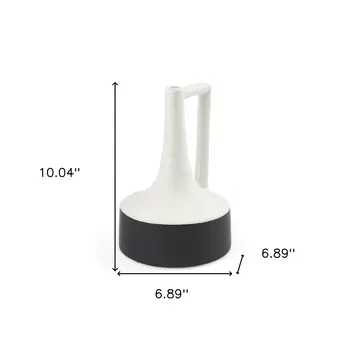 10" Black And White Ombre Ceramic Jug Vase