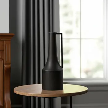 14" Black Metal Jug Vase