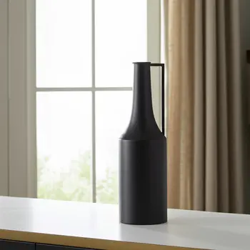 18" Black Metal Jug Vase