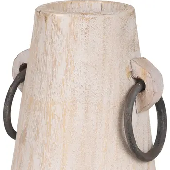 7" Beige Cylinder Solid Wood Jug Vase