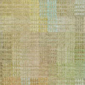 3' X 5' Beige Geometric Washable Indoor Outdoor Area Rug
