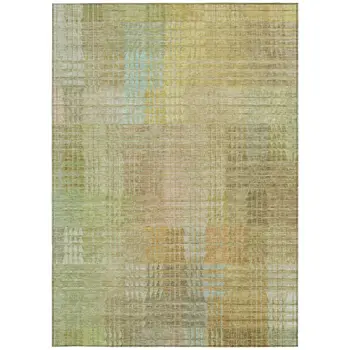 5' X 8' Beige Geometric Washable Indoor Outdoor Area Rug