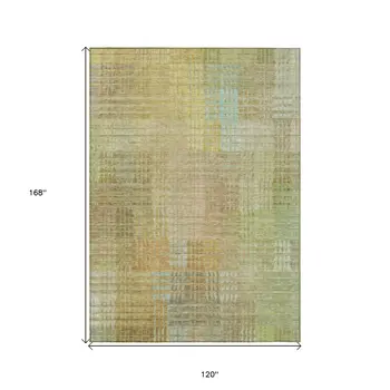 10' X 14' Beige Geometric Washable Indoor Outdoor Area Rug