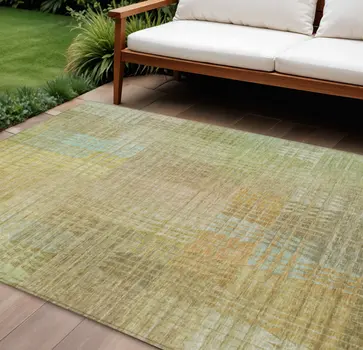 10' X 14' Beige Geometric Washable Indoor Outdoor Area Rug