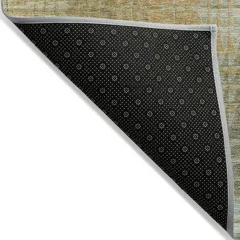 10' X 14' Beige Geometric Washable Indoor Outdoor Area Rug