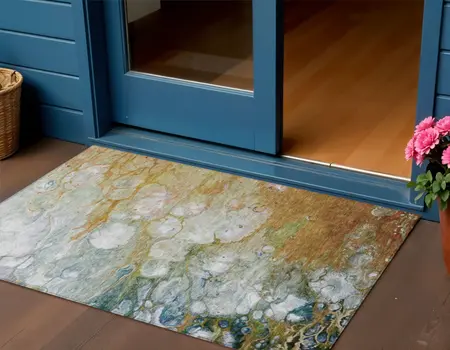 3' X 5' Orange Abstract Washable Indoor Outdoor Area Rug
