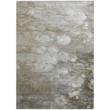 8' X 10' Taupe Abstract Washable Indoor Outdoor Area Rug