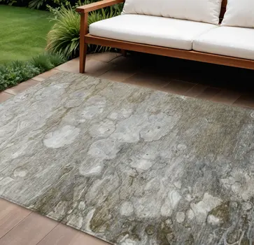 8' X 10' Taupe Abstract Washable Indoor Outdoor Area Rug