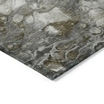 8' X 10' Taupe Abstract Washable Indoor Outdoor Area Rug
