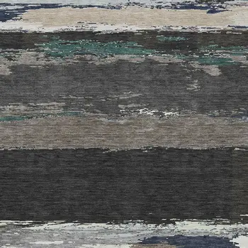 3' X 5' Black Abstract Washable Indoor Outdoor Area Rug