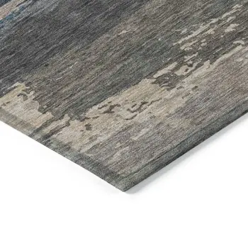 10' X 14' Black Abstract Washable Indoor Outdoor Area Rug