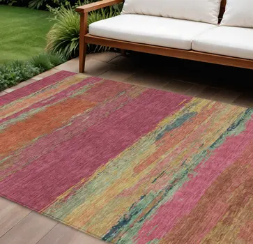 9' X 12' Blush Abstract Washable Indoor Outdoor Area Rug