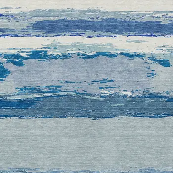 8' X 10' Blue Abstract Washable Indoor Outdoor Area Rug