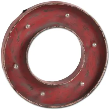 17" X 17" Red Metal Circle Hanging Dimensional Sculpture